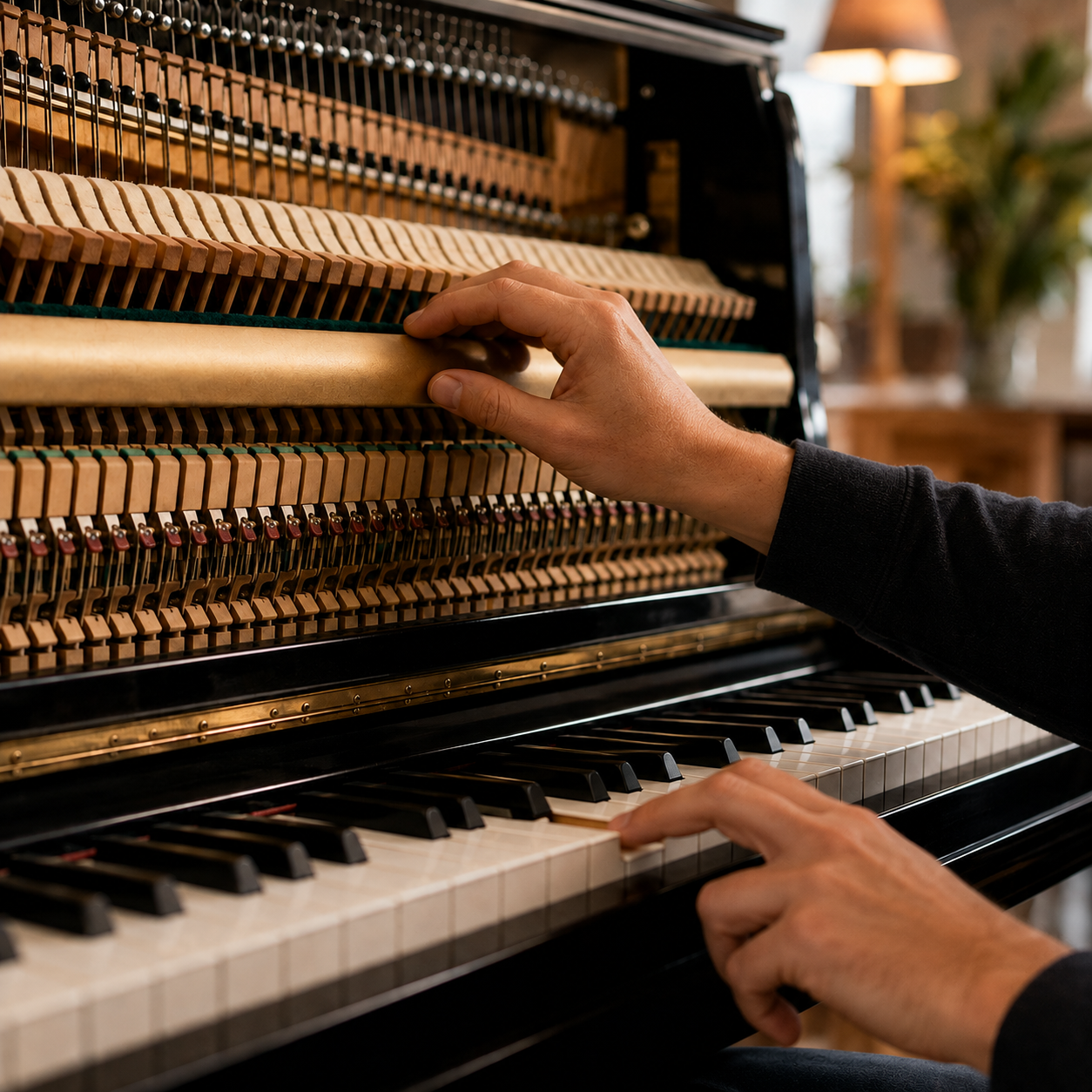 checking a piano before booking a tuning appointment