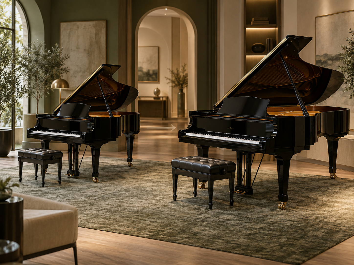 comparison of a smaller Grand Piano and a longer model for a future upgrade
