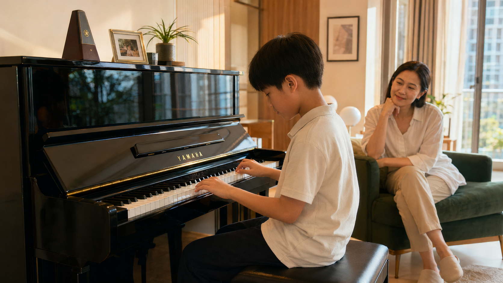 Upright acoustic piano available for home rental
