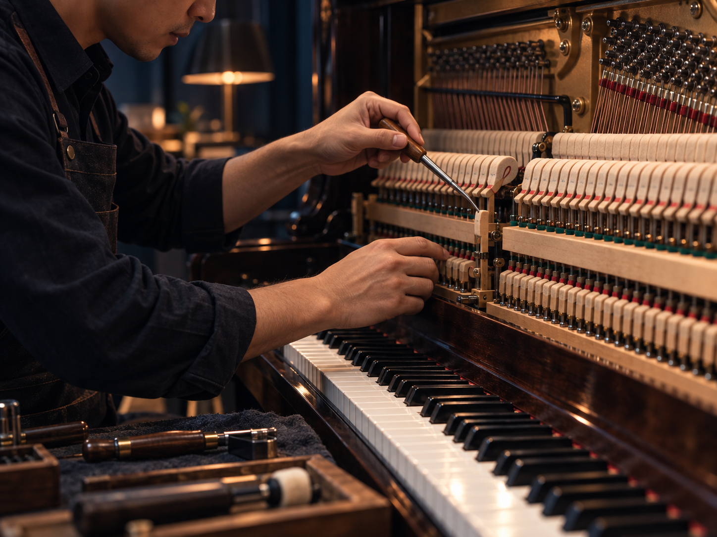 upright piano used to illustrate abnormal sound and inspection before tuning