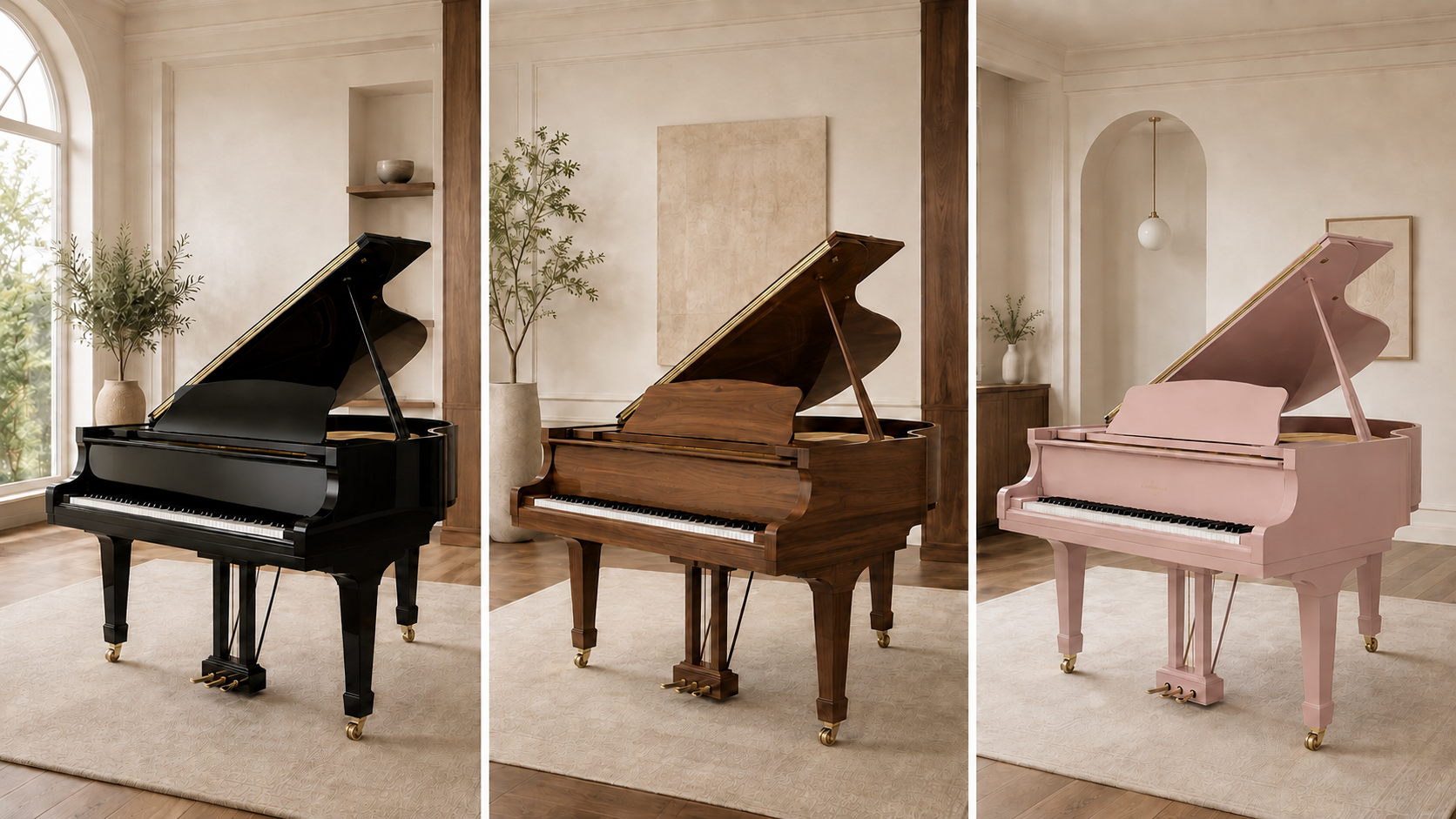 Classic GPX-152 grand piano in black, walnut and pink finishes