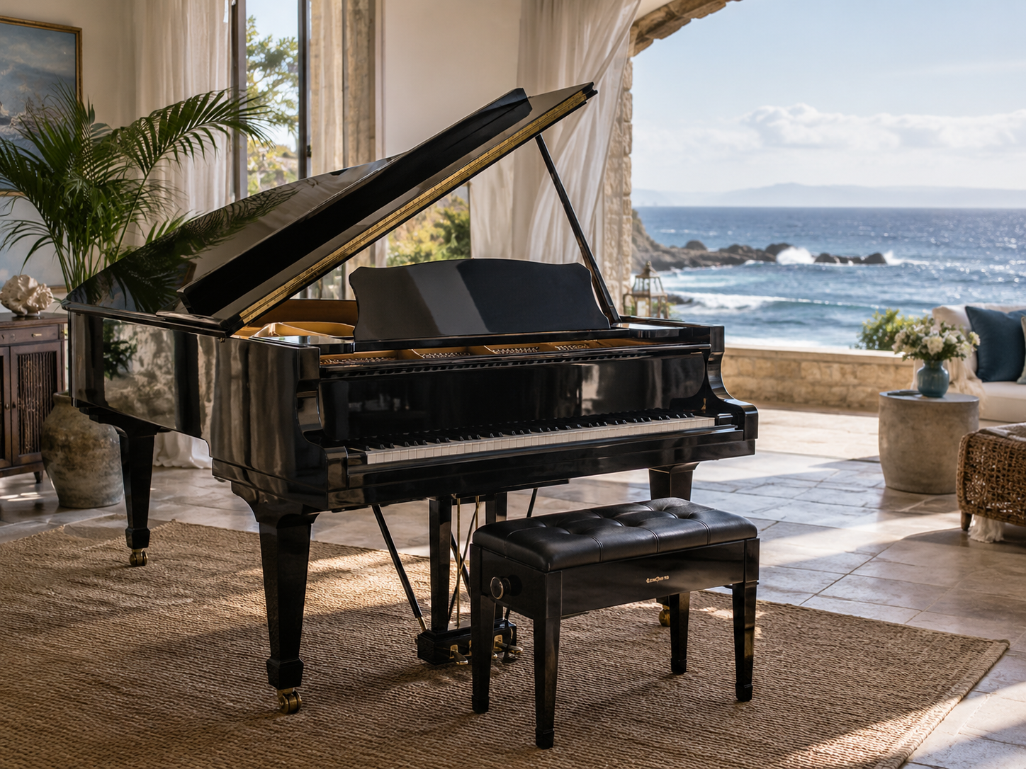 piano in a coastal home exposed to salt air and humidity