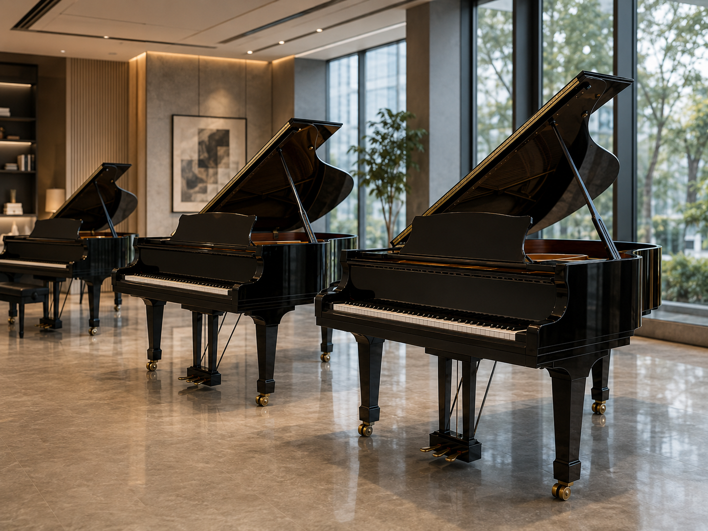 Used Yamaha Grand Pianos in different sizes for comparing G-2 G-3 G-5 C3 C5 and C7 models