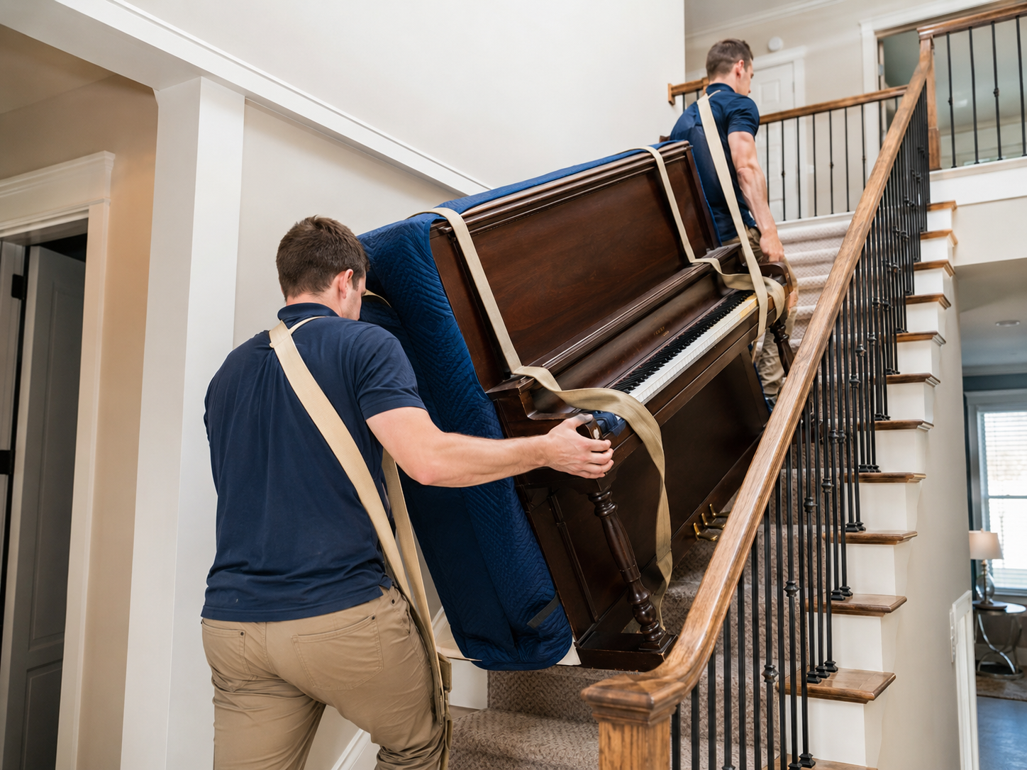 Assessing a safe method for moving an Upright Piano to the second floor