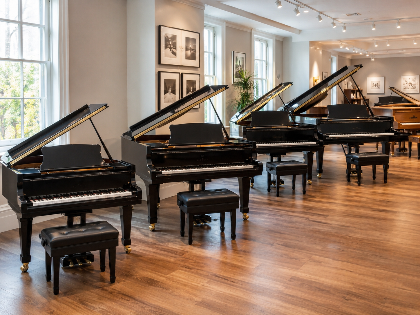 Used Yamaha Grand Pianos in different sizes for comparing the G-2 G-3 G-5 C3 C5 and C7