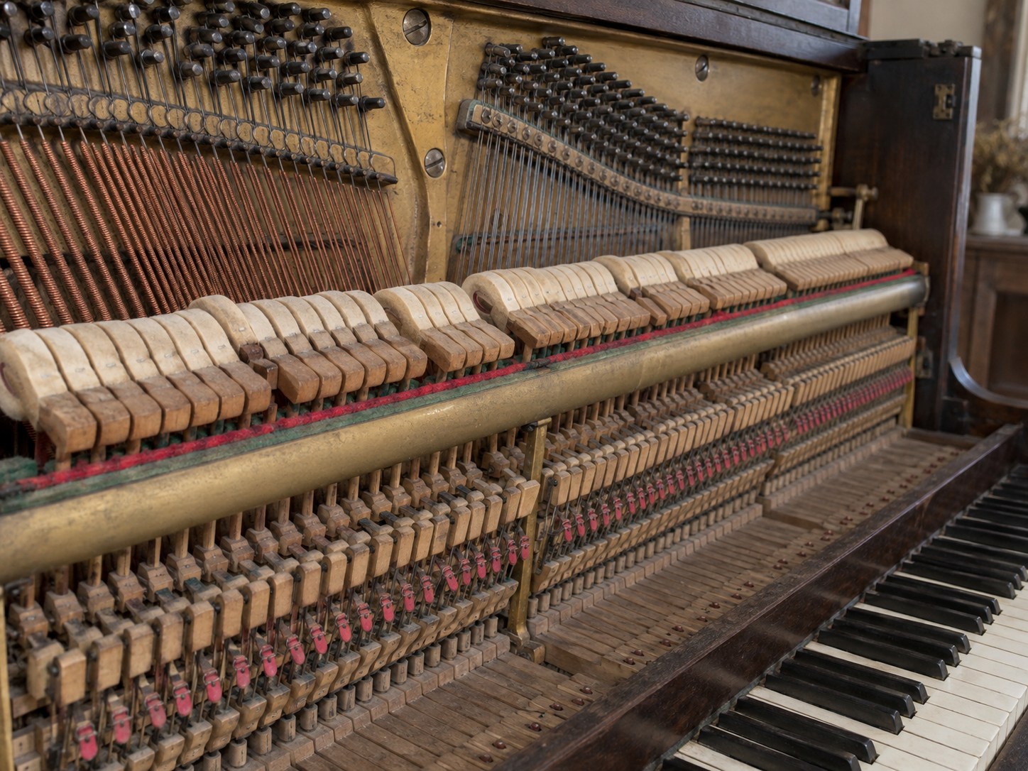 internal piano action that should be inspected before tuning after years of inactivity