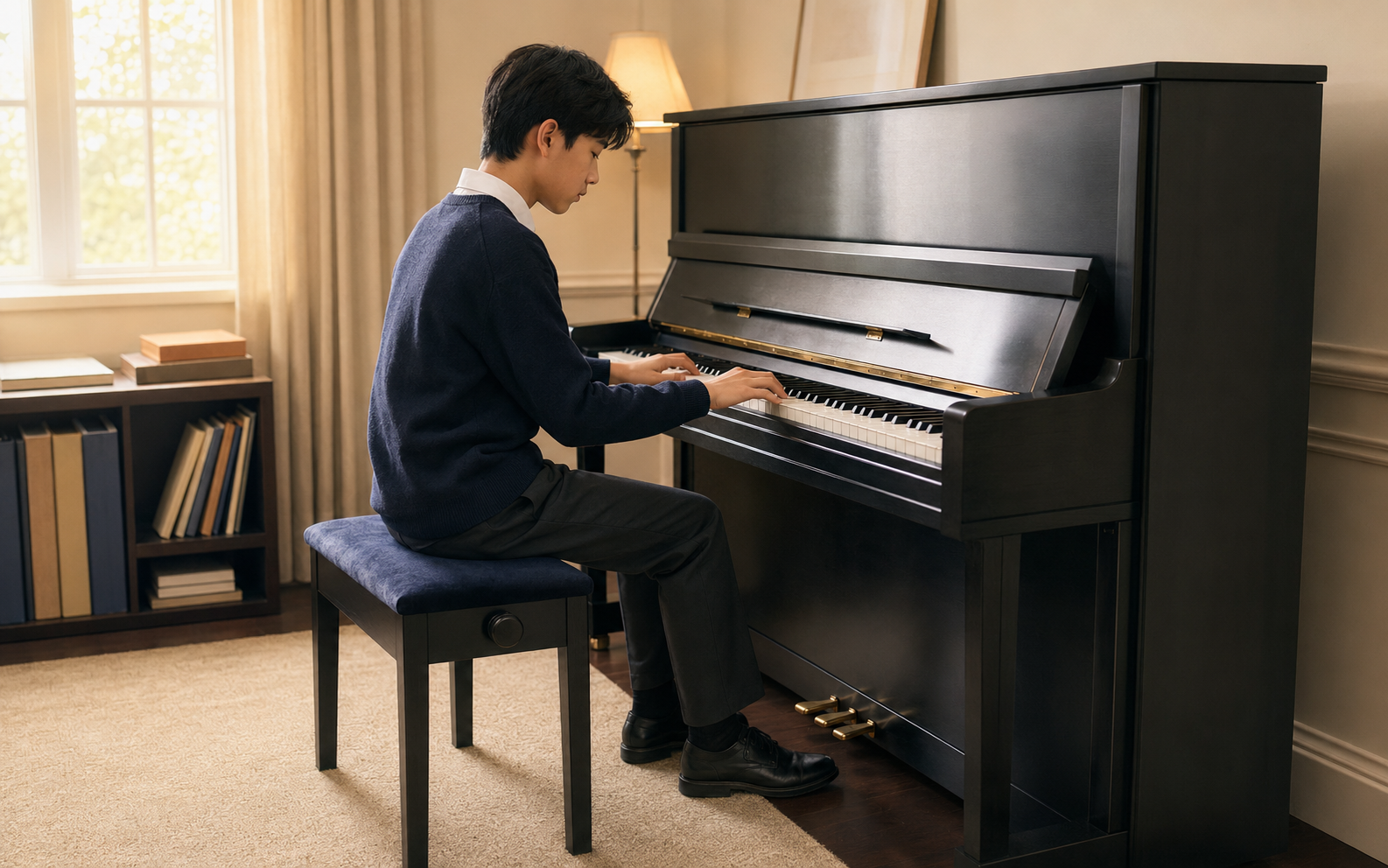 Trying a Yamaha upright piano before renting or buying