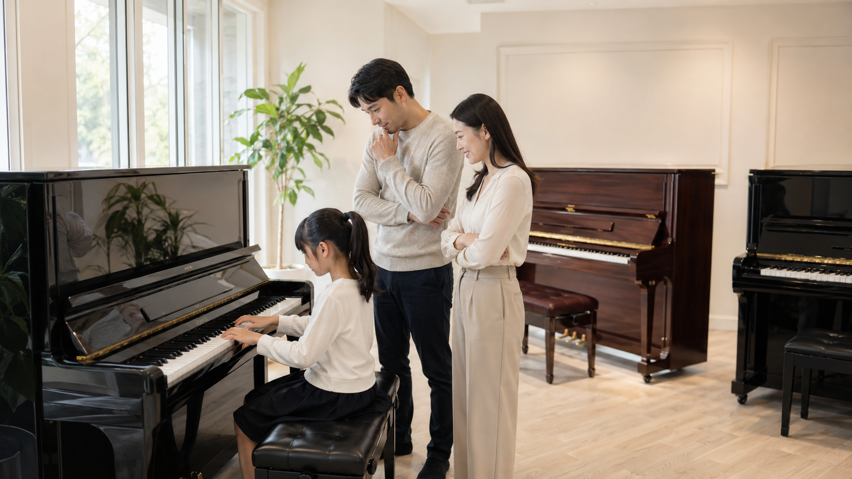 Comparing Yamaha upright and grand pianos before purchase