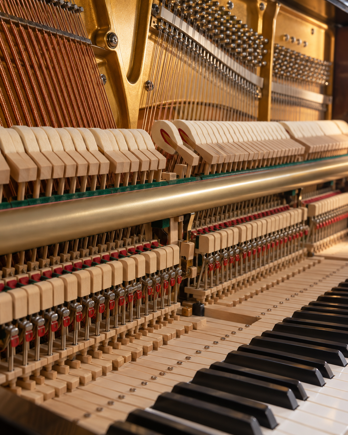 piano hammers and internal action mechanism related to individual key sound