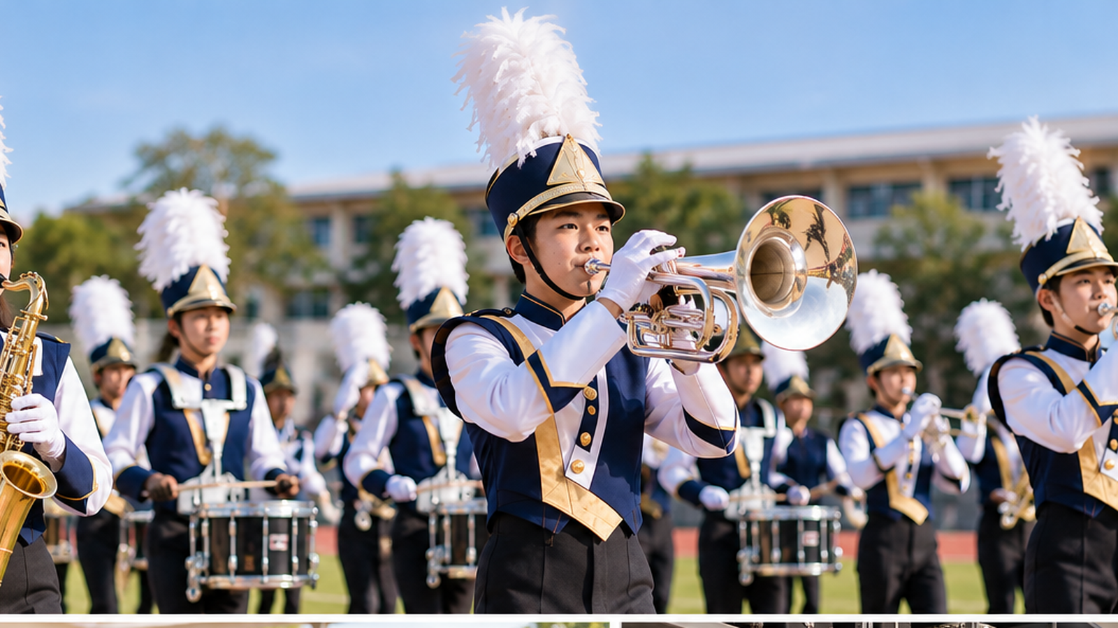 school marching band rehearsal