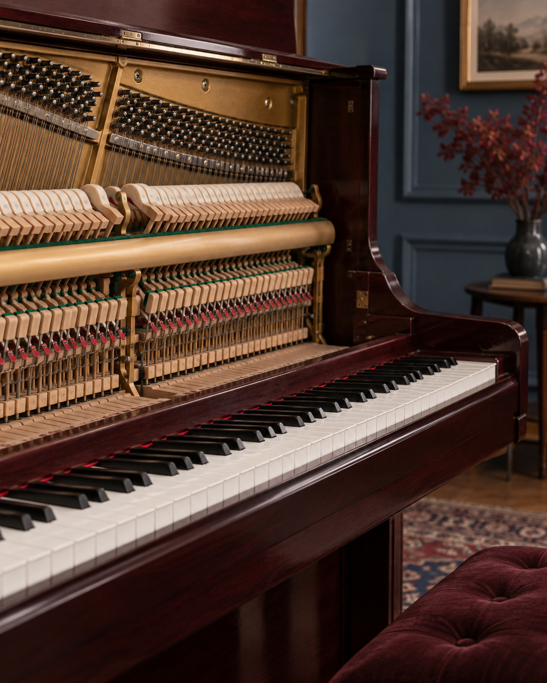 inspection of piano keys and action mechanism for abnormal sound