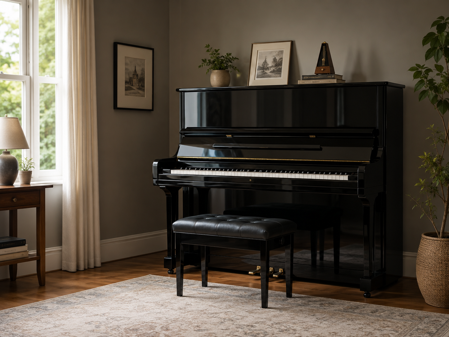 Upright Piano placed appropriately in a home away from direct sunlight humidity and air-conditioning airflow
