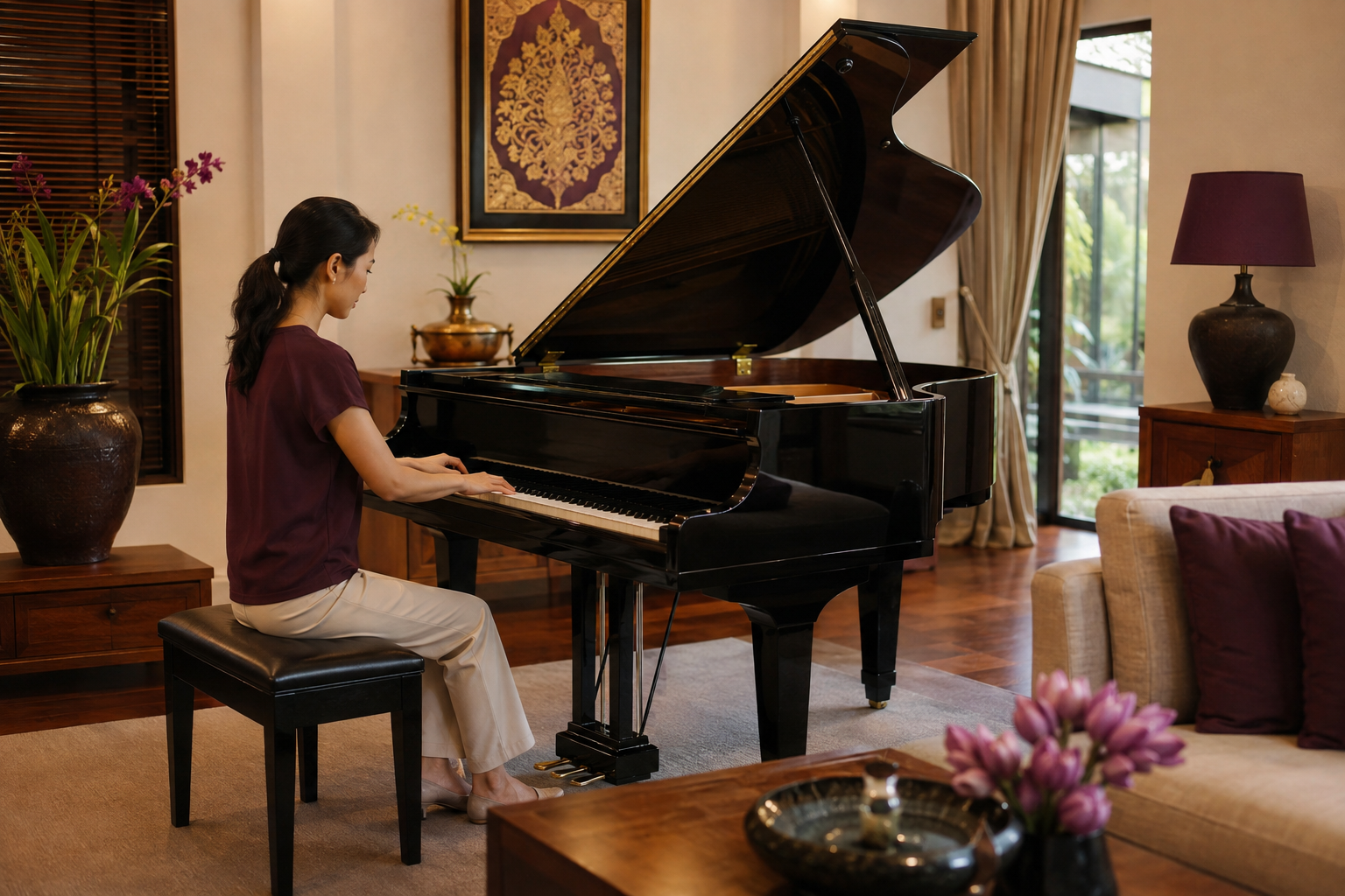 Playing a Classic GPX-152 grand piano inside a residence
