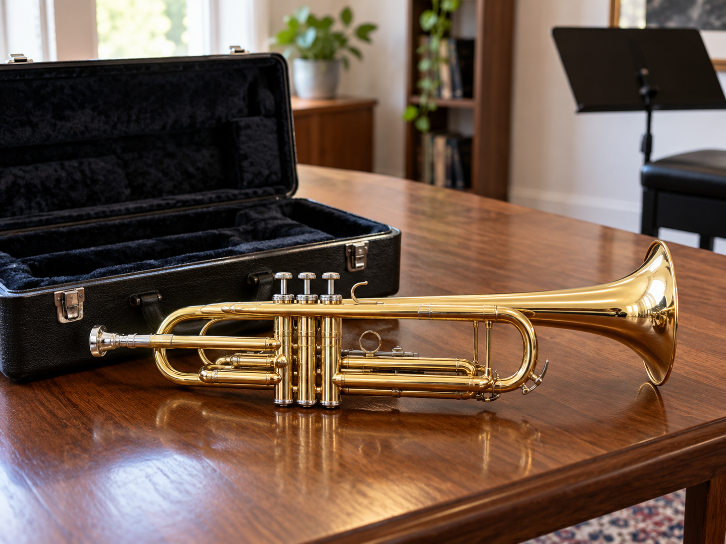 Trumpet rental instrument shown as an example of an instrument that may develop a problem during use