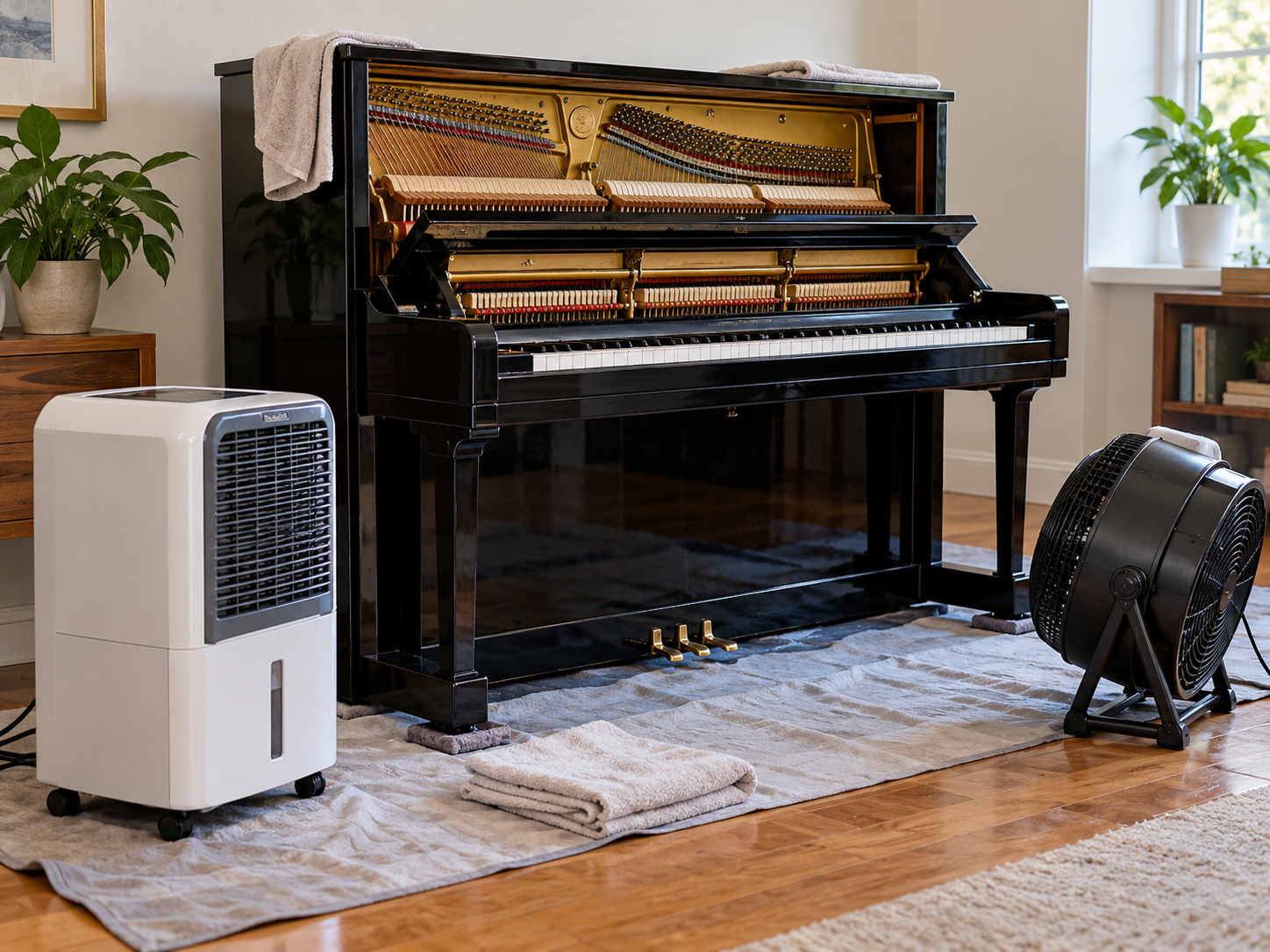 piano drying and moisture reduction after flooding