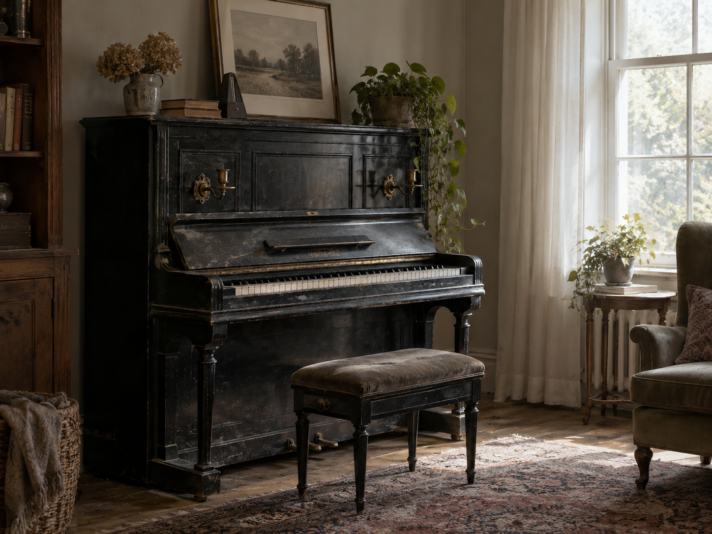 piano that has not been tuned or used for many years