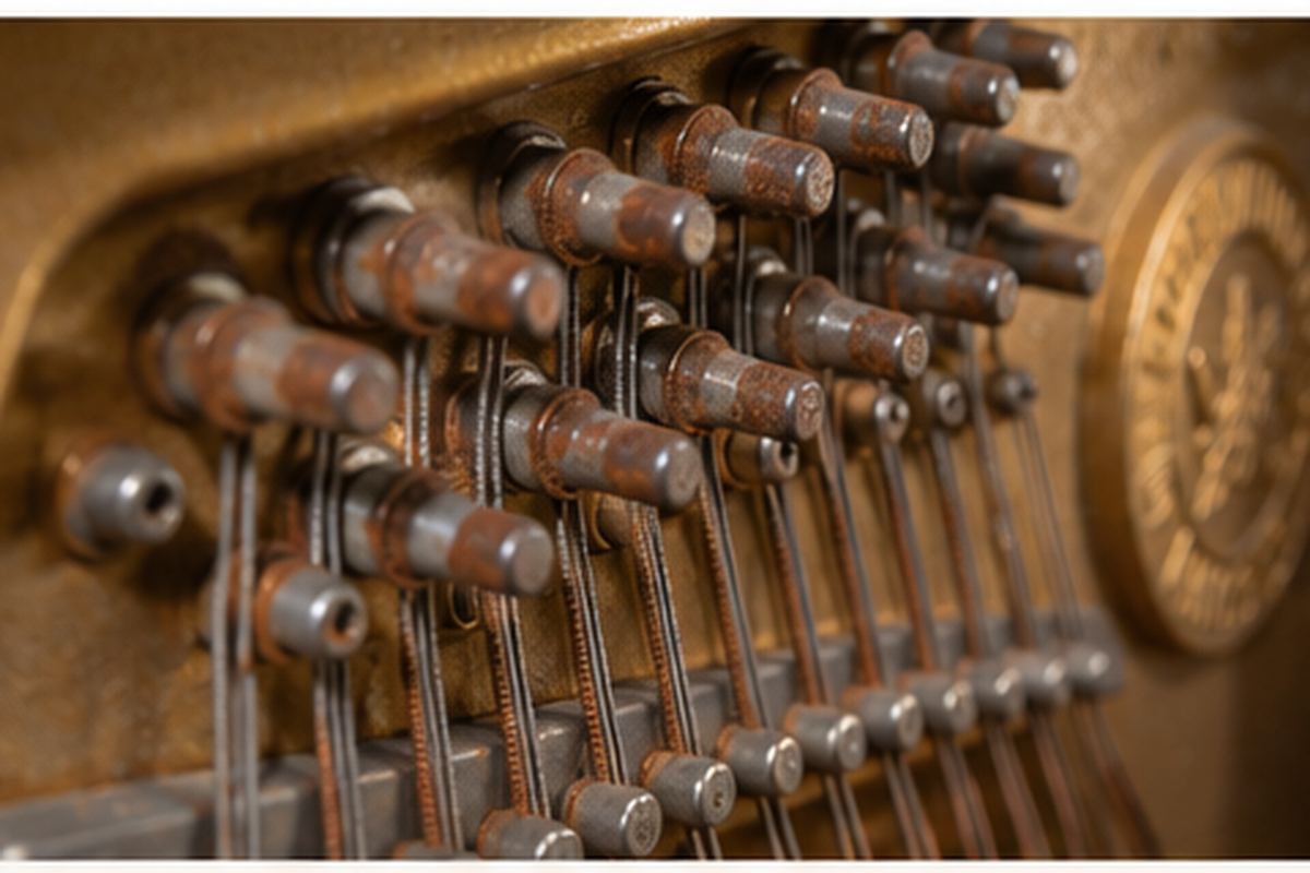 rust and humidity affecting internal piano components